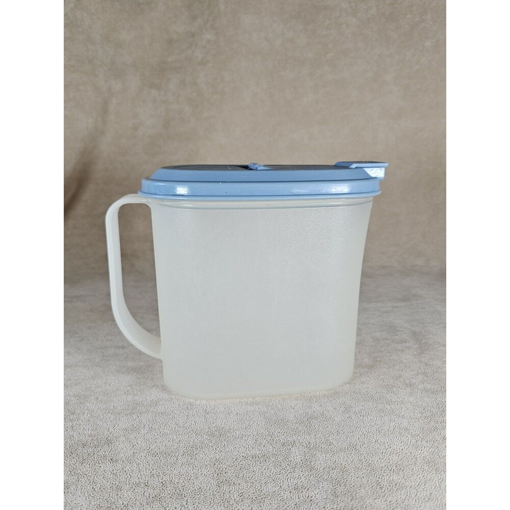 Vintage Tupperware Slim Line 1 Qt Sheer Pitcher #2189d-1 Blue Lid - See Photos